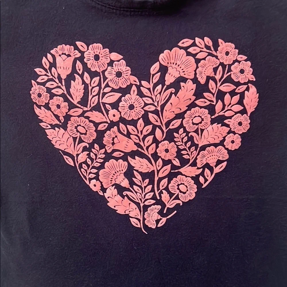 GAP Kids Navy Blue Tee with Pink Floral Heart